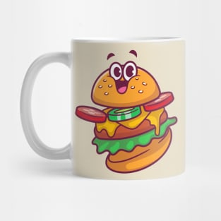 Cute Happy Burger Cartoon Mug